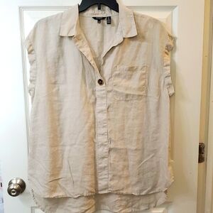 Ellen Tracy Linen Beige Short Sleeve Shirt 1x
